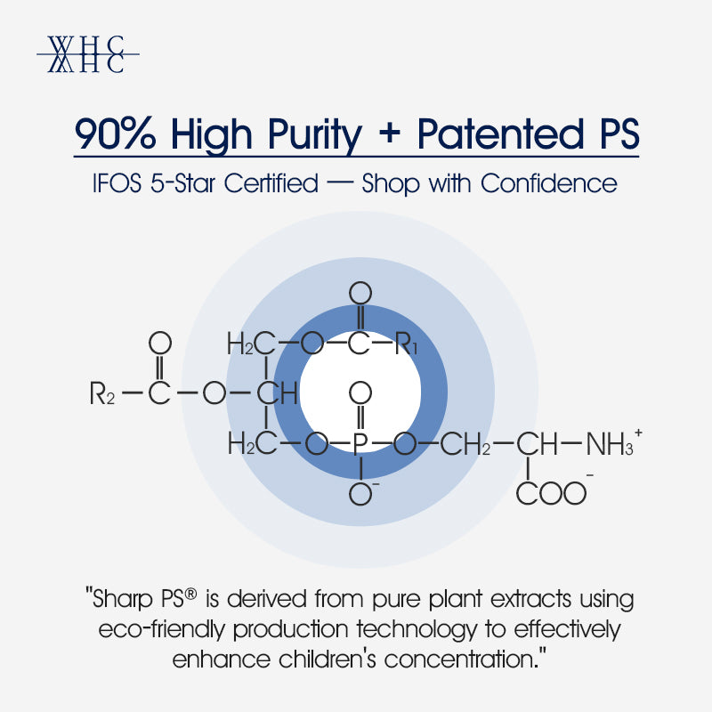 QuattrO3+PS Children's DHA High-Purity Deep-Sea Fish Oil + Phosphatidylserine Enhances Attention Span & Cognitive Performance 60 Capsules