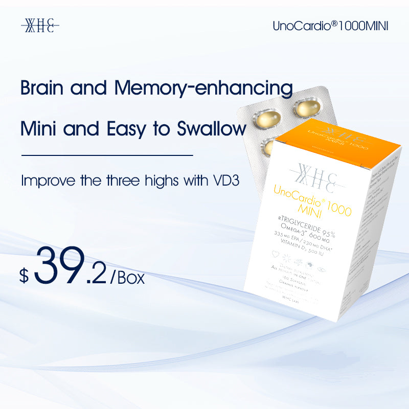 UnoCardio®1000MINI 95% High Purity Deep Sea Fish Oil Mini Easy-to-Swallow Version 60 Capsules