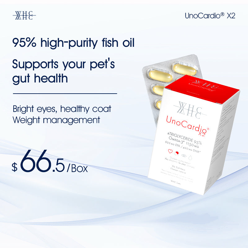 UnoCardio X2 95% High-Purity Deep Sea Pure Fish Oil - Pet Hair and Eye Protection 60 Capsules