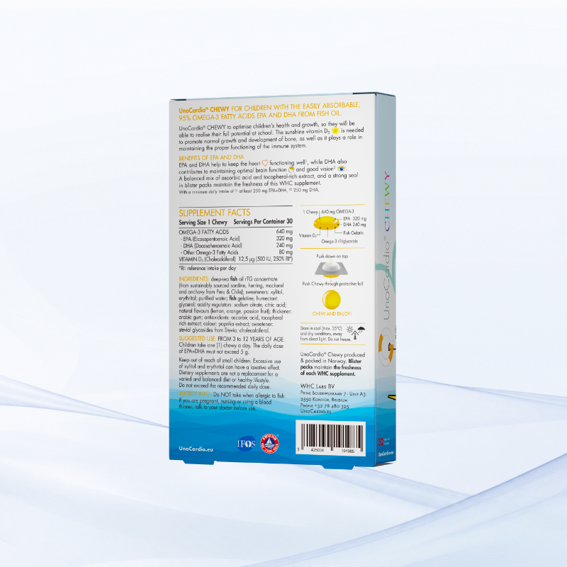UnoCardio® CHEWY Sugar-Free Melt-Away Omega-3 EPA & DHA & D3