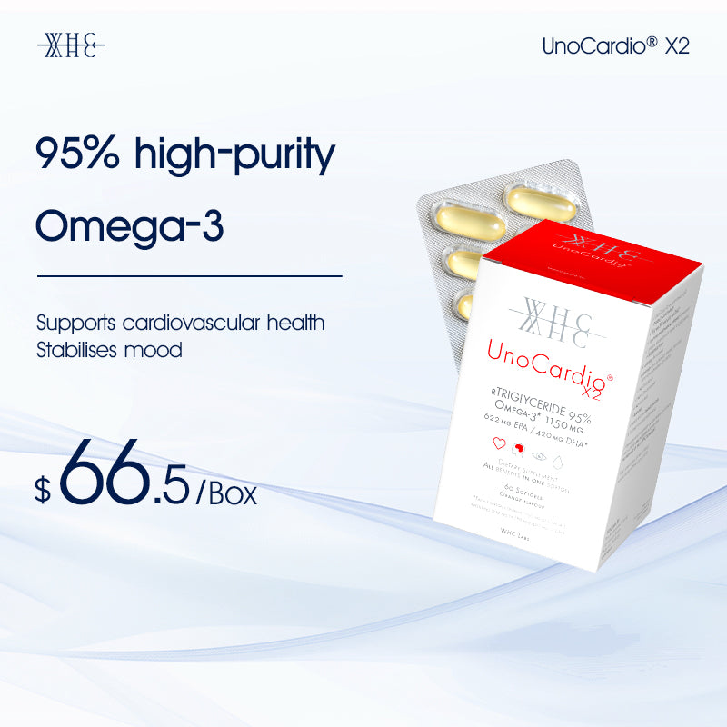 95% High-Purity Pure Fish Oil Versatile and Zero Burden Complete Cardiovascular and Cerebrovascular Protection UnoCardio X2 60 Capsules
