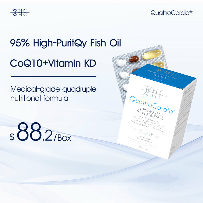 QuattroCardio® 95% High-Purity Deep-Sea Fish Oil Coenzyme Q10 Vitamin K2D3 Comprehensive Formula 90 Capsules